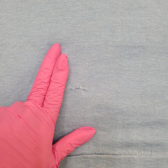 Vintage 80s Class Act Tanning Shirt Medium 20x27 Blue - Picture 4 of 15